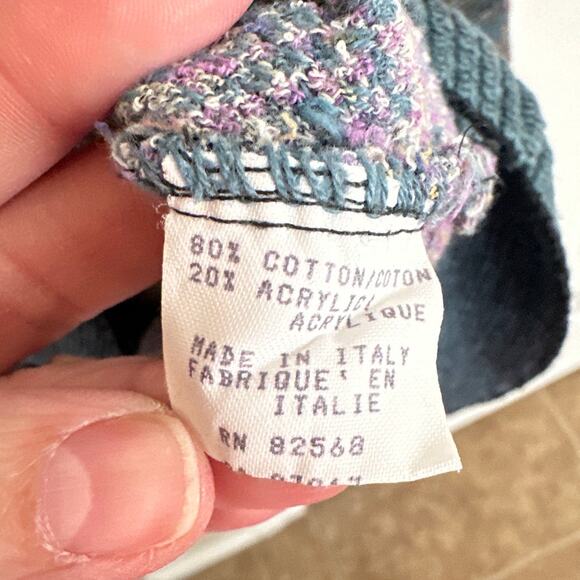 Mondo di Marco Italy Knit Sweater Size L Abstract Pattern Cotton Acrylic Blue‎ - Picture 3 of 5